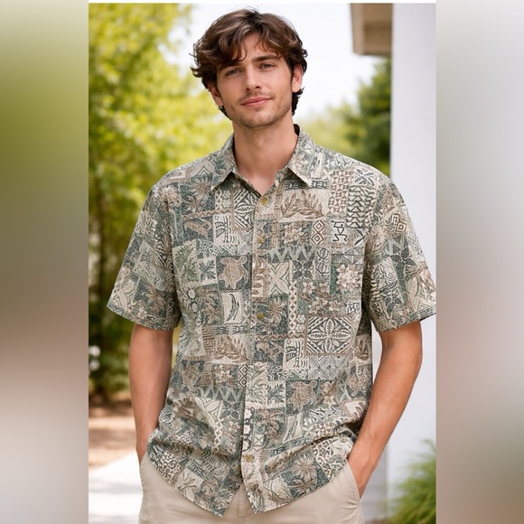 RJC Other - RJC Hawaiian Men's Casual Short Sleeves Button Down All Cotton Shirt Size Large